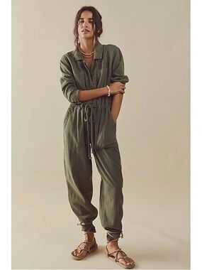 Free People army green jumpsuit